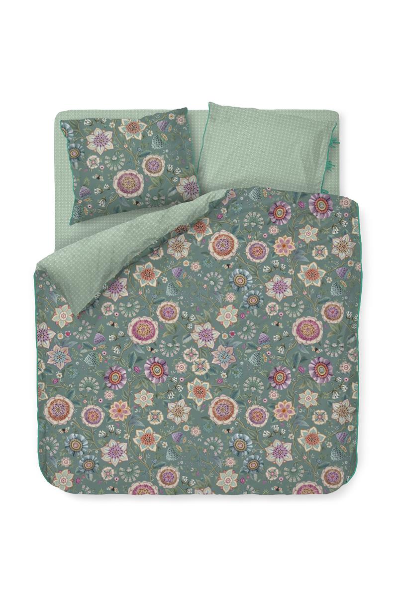 Pip Studio dekbedovertrek Viva Las Flores - 240x200/220 cm - groen