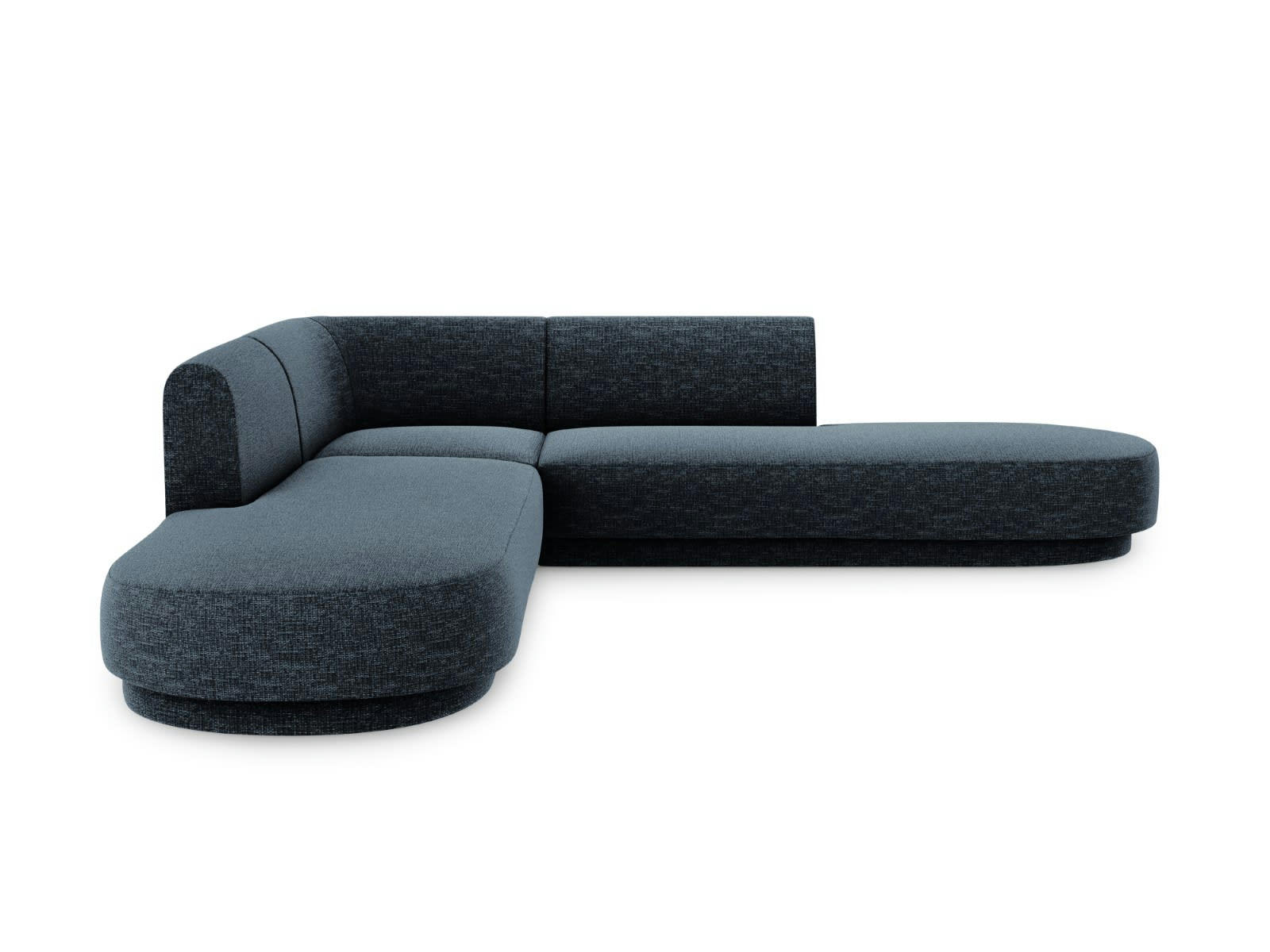 MILEY - Canapé d'angle symétrique 5 places en tissu chenille bleu roi