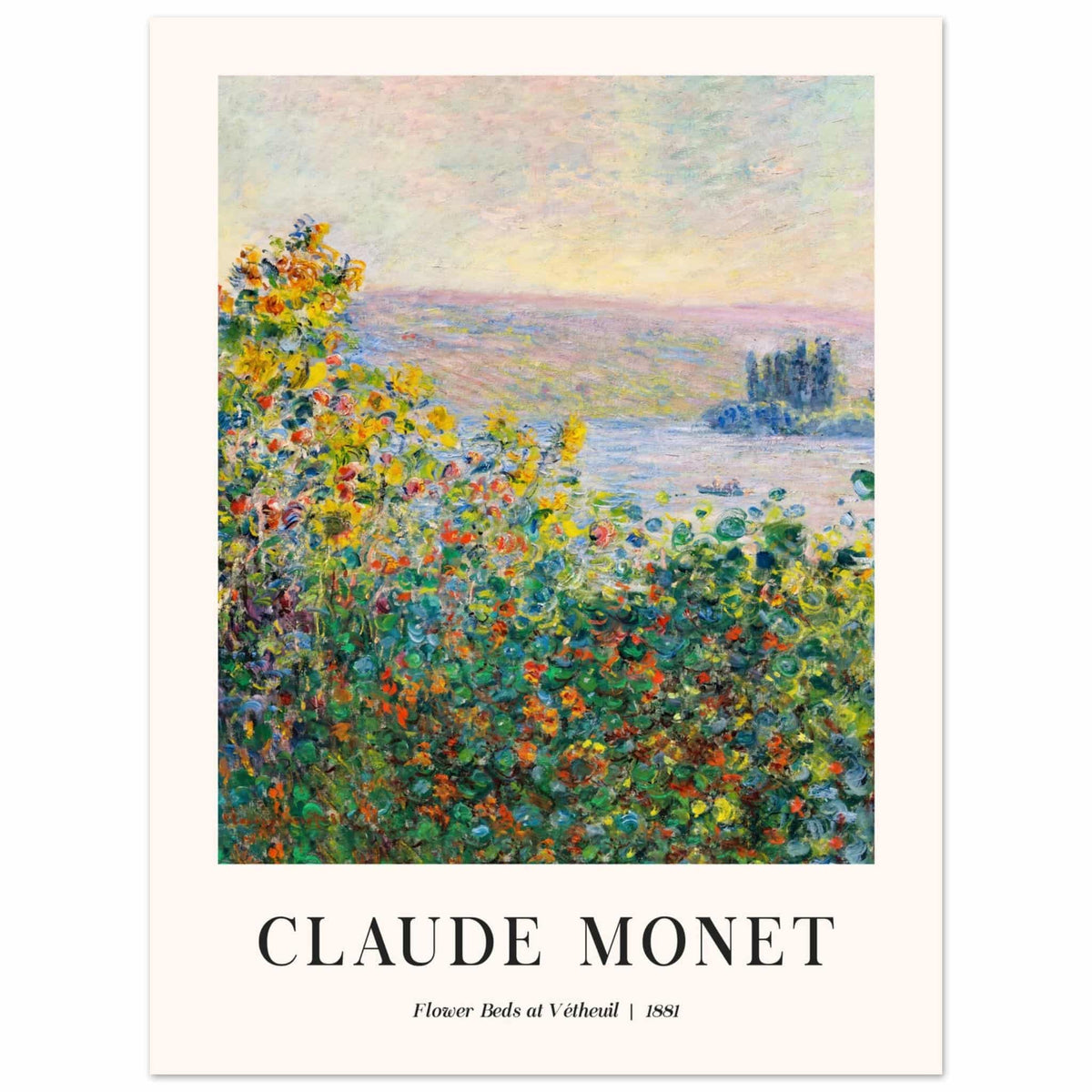 Artfulprints Poster Claude Monet - Flower beds at Vétheuil  - 30x40 cm - Meerkleurig