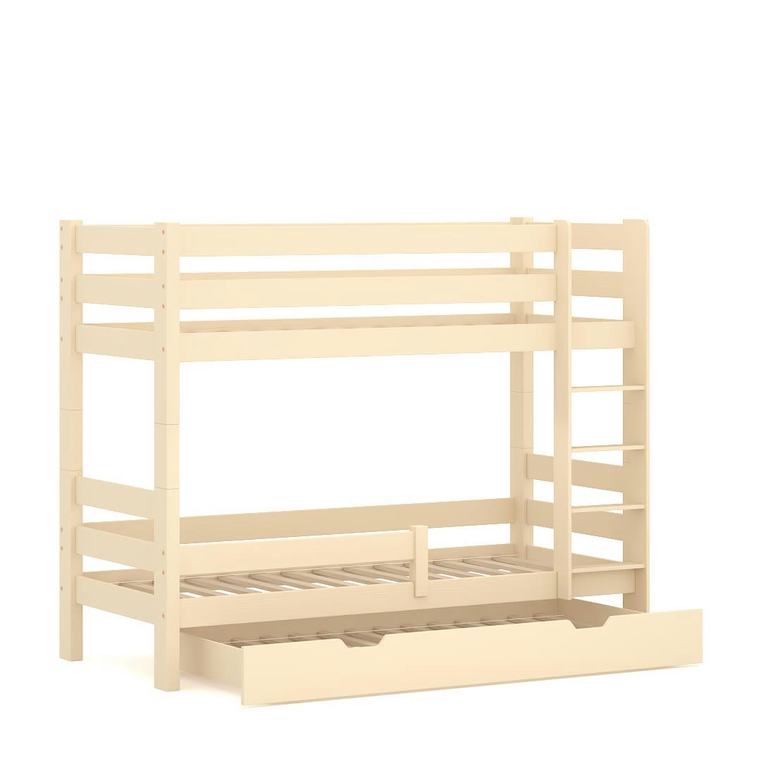 - Lit superposé en pin massif 180x80 vanille