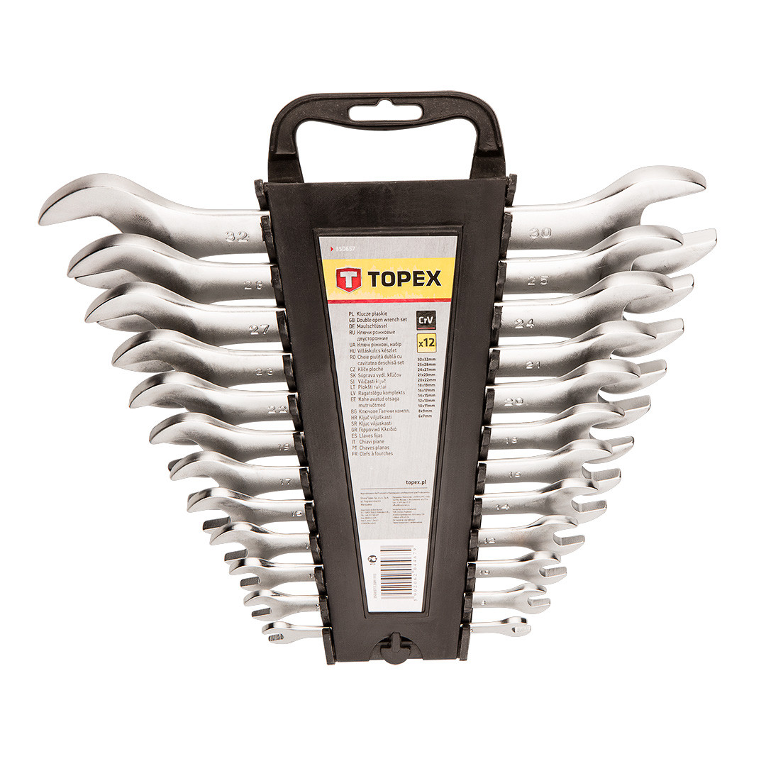 Klucze płaskie dwustronne 6-32 mm 12 szt TOPEX 35D657
