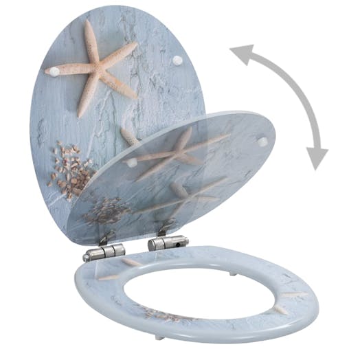 NNEVL WC Toilet Seat with Soft Close Lid MDF Starfish Design