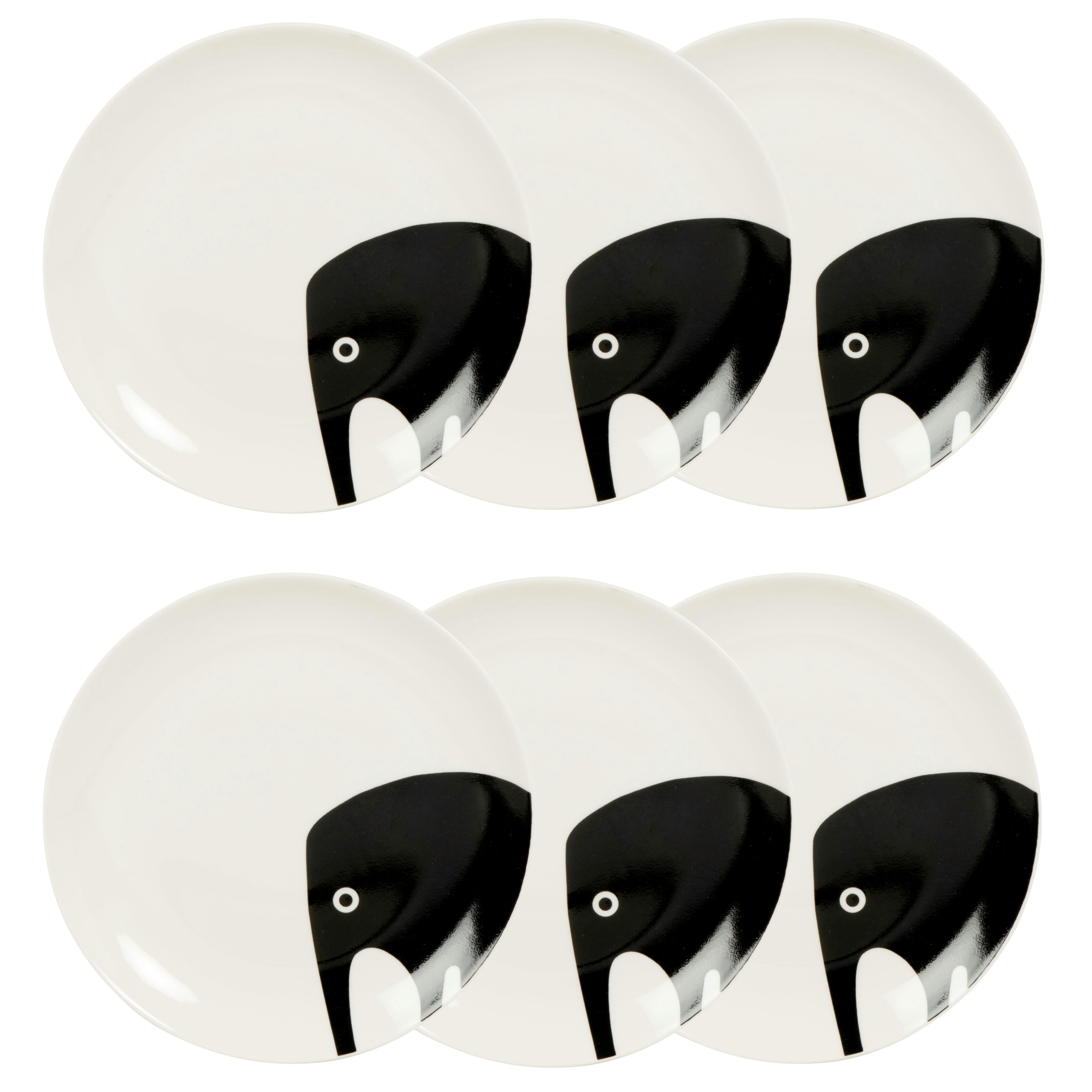 - Assiette à dessert en porcelaine blanche motif chimère noire