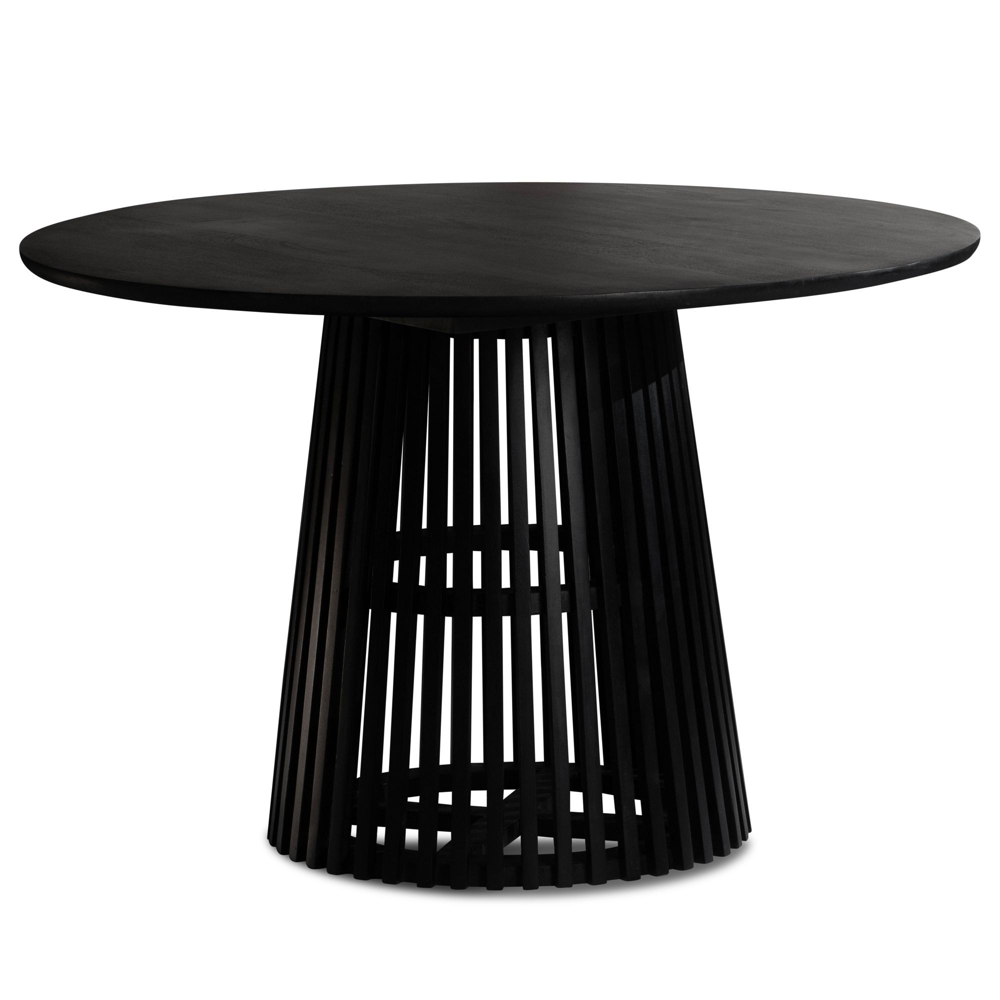 Stół Jadalniany 120 cm Drewno Mango Czarny Metalowa Rama Okrągły Stół