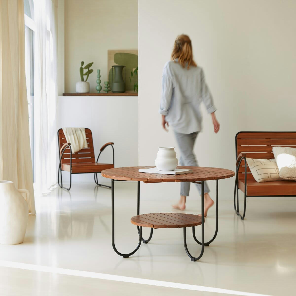 KEY WOOD - Table basse lattée en acacia massif