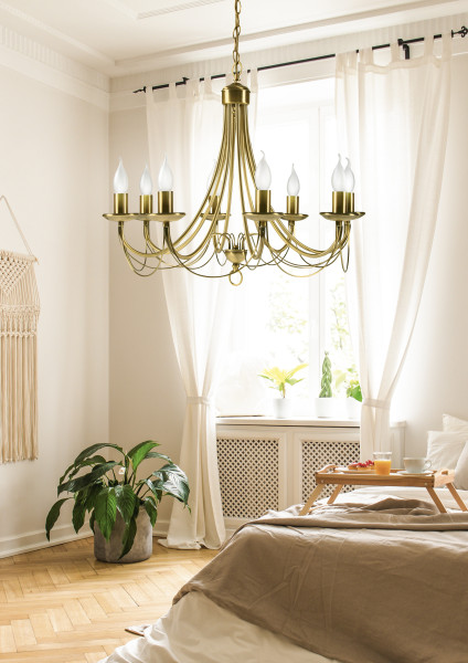 Żyrandol mosiądz MUZA 8xE14x40W wym:130x60x60 Candellux