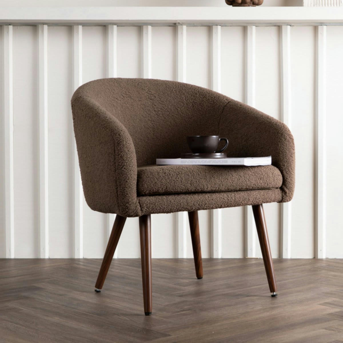 WONDER - Fauteuil tendance en peluche marron