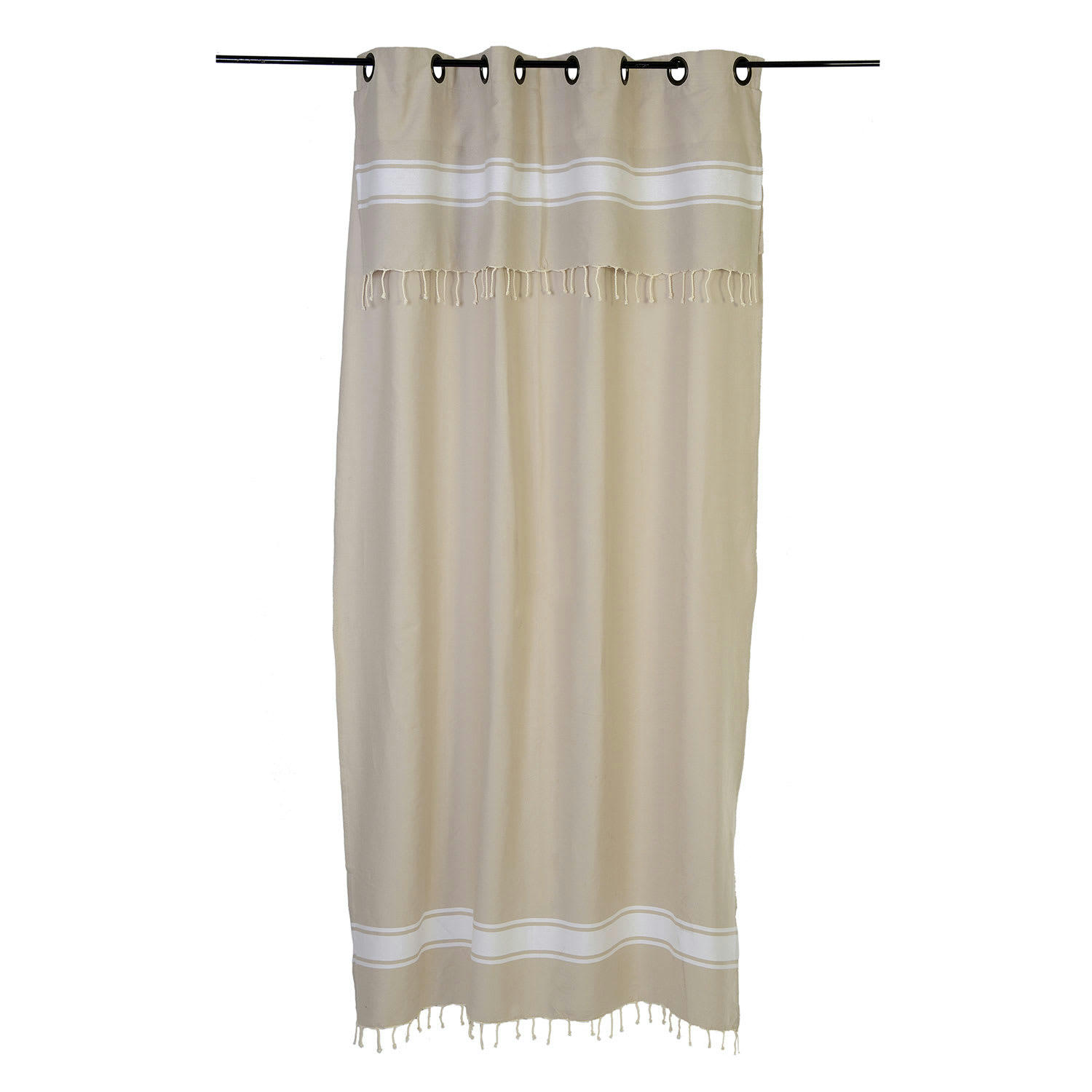 - CASABLANCA - Rideau ajustable coton écru et blanc 140 x 210 à 240