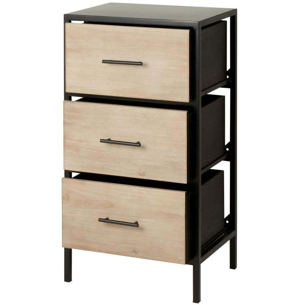 - Petit meuble 3 tiroirs beige et noir mat