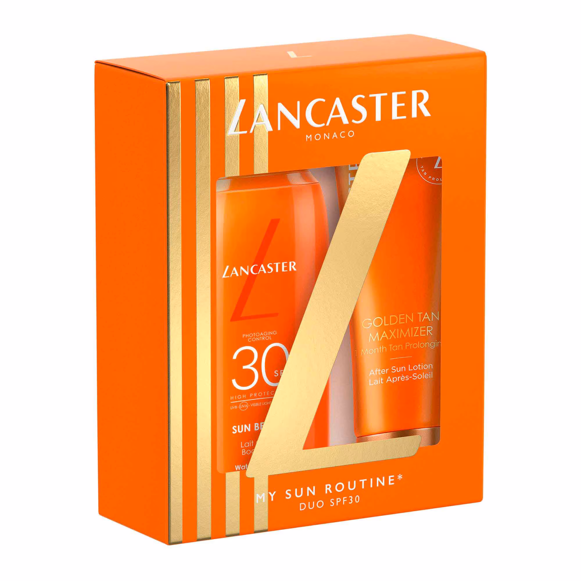 LANCASTER SUN BEAUTYCoffret lait corps sun beauty spf30 + lotion après-soleil golden tan maximizer visage et corps
