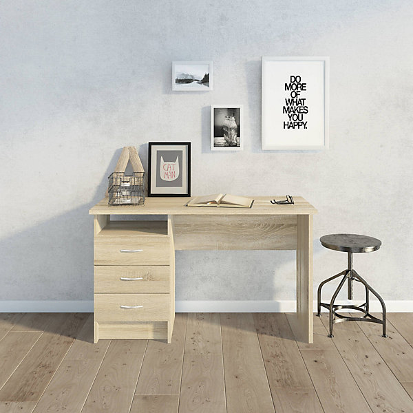 Bureau Andre, Pupitre polyvalent, Table de bureau pour PC, Plan de travail, 120x48 h72 cm, Chêne