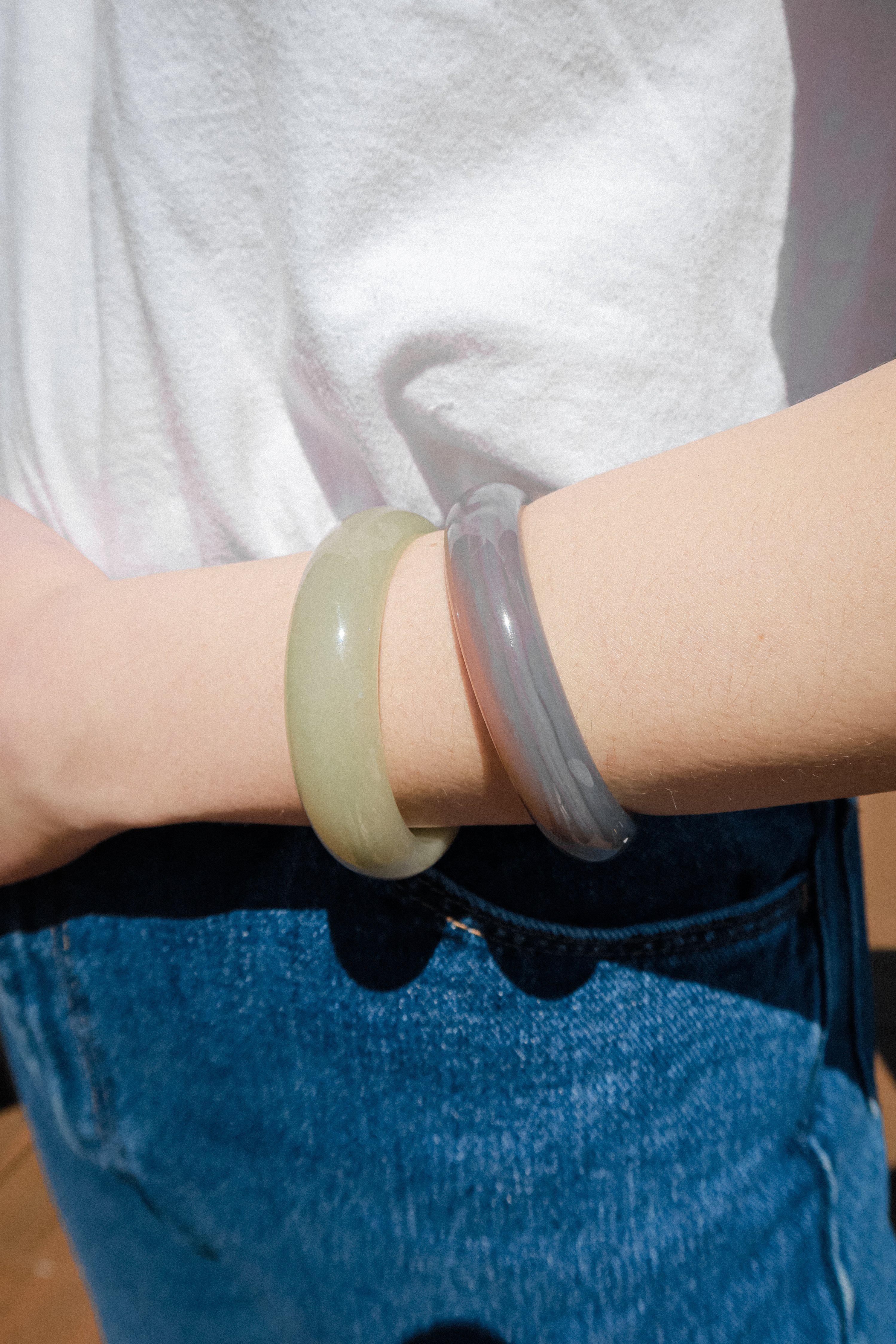 Smoke — Opaque Green Jade Stone Bangle