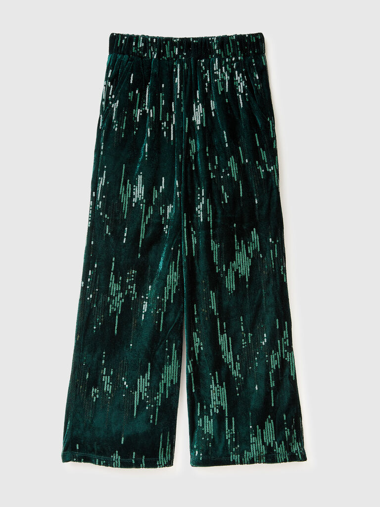 Velvet palazzo trousers with sequins