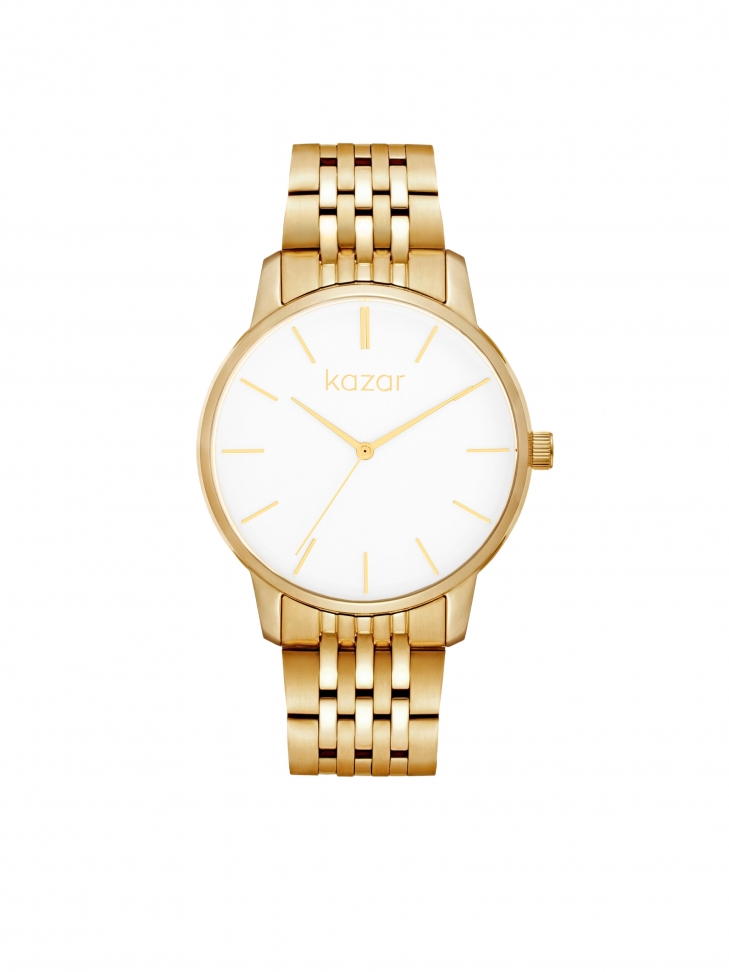 Women's watch with gold bracelet and minimalist dial