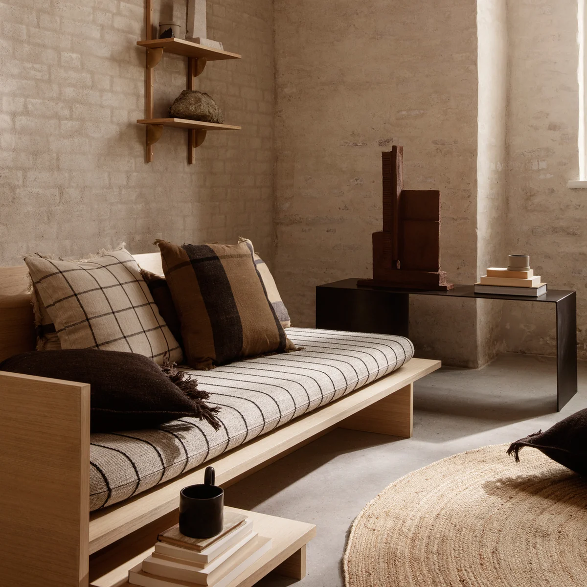 Ferm Living - Kona Matratze Pasadena, 202 x 92 cm, sand / schwarz 1