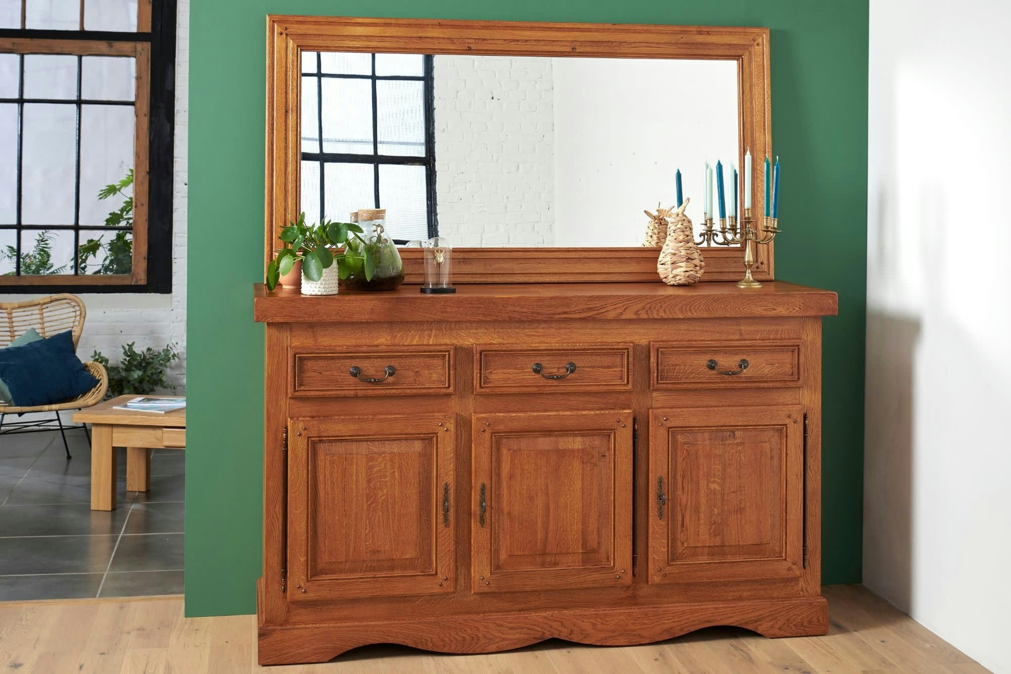 LA BRESSE - Bahut en chêne massif 3 portes et 3 tiroirs