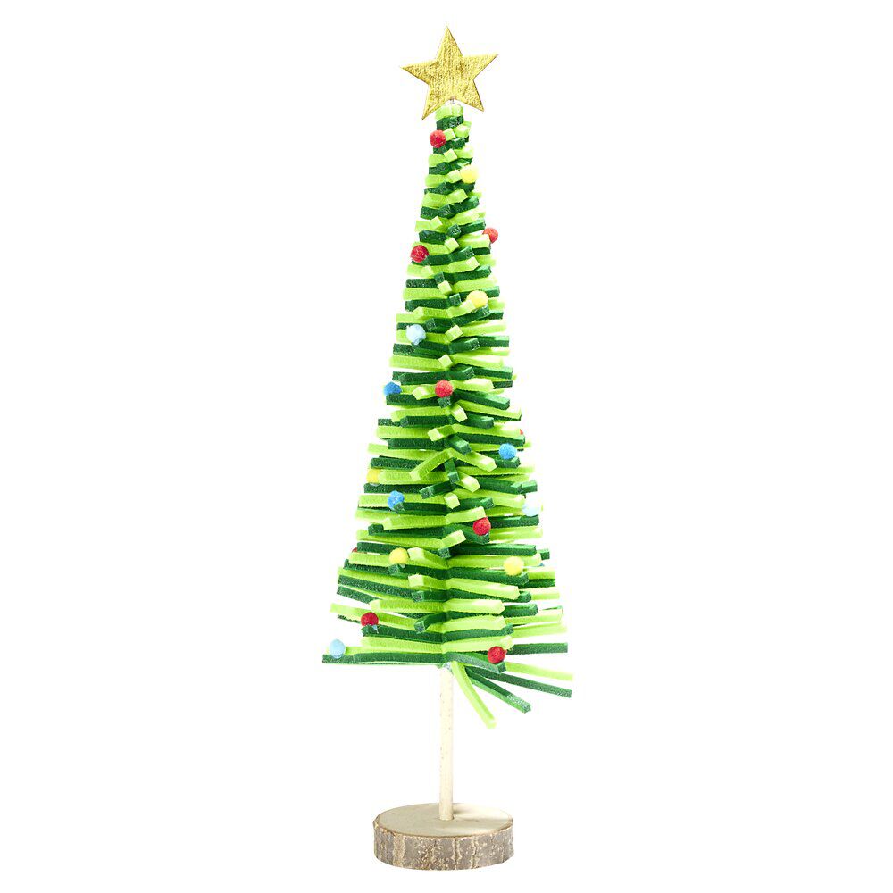 Sapin en feutrine et bois à poser H45cm - 4 modèles