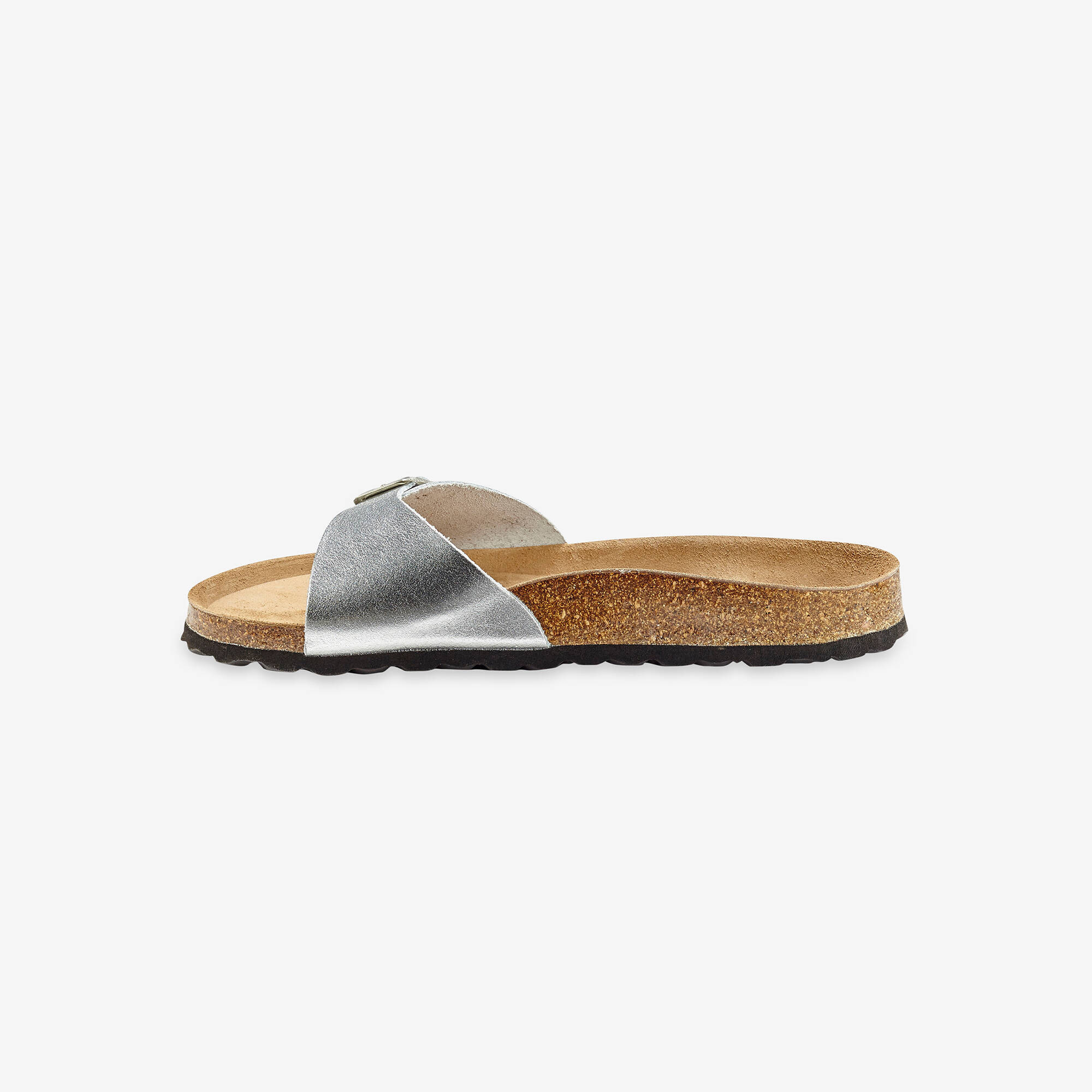 Mules plates cuir à boucle réglable