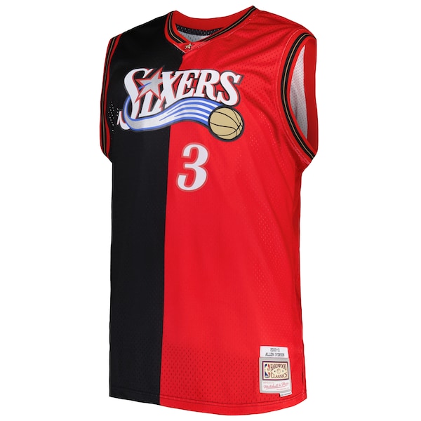 Allen Iverson Philadelphia 76ers Big & Tall Hardwood Classics 2000/01 Split Swingman Jersey - Black/Red