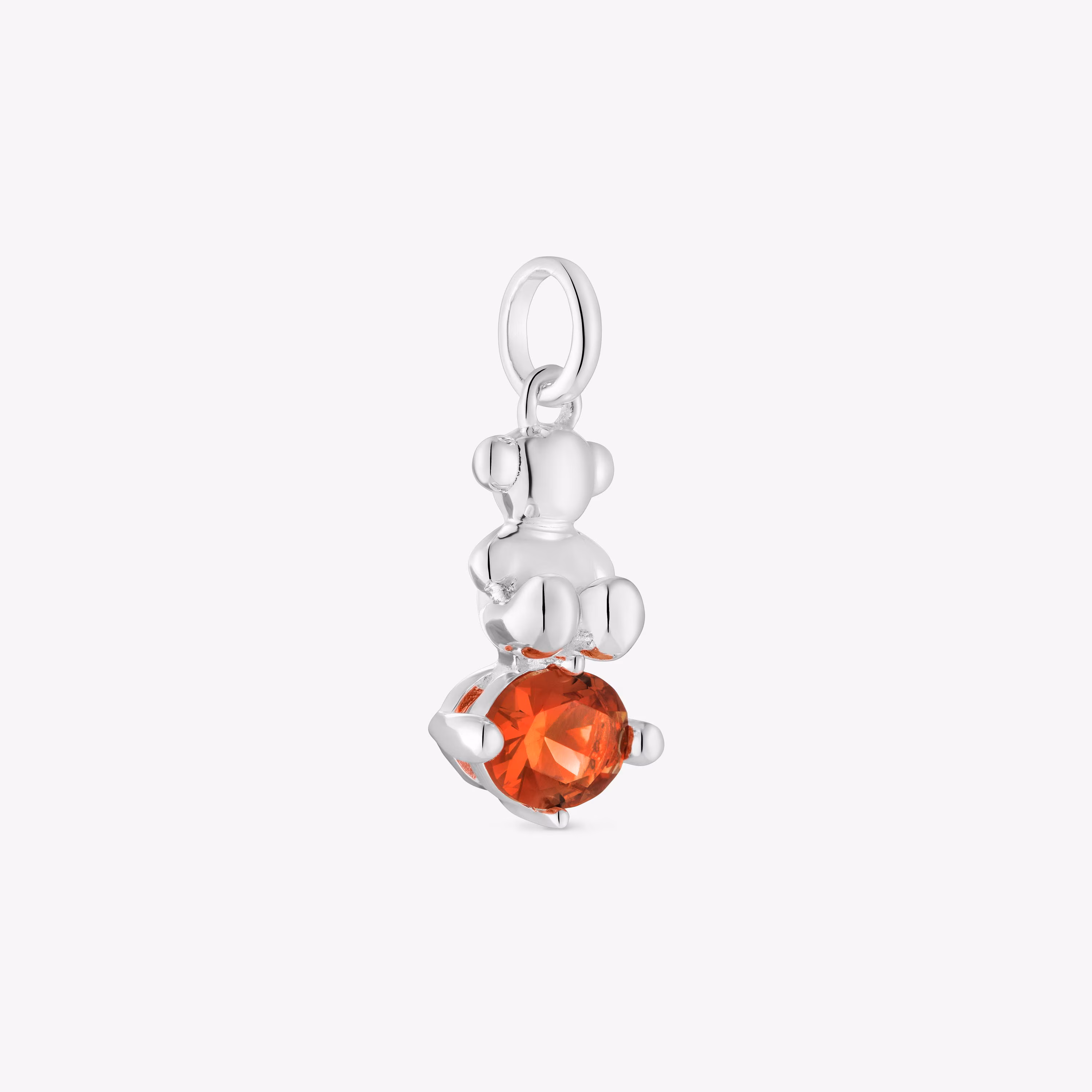 Colgante pequeño motivo oso de plata y zafiro naranja creado en laboratorio Bold Bear LGG