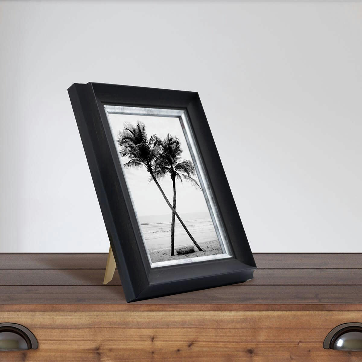 PANDORE - Cadre photo noir et finition argent 10x15 cm résine recyclée