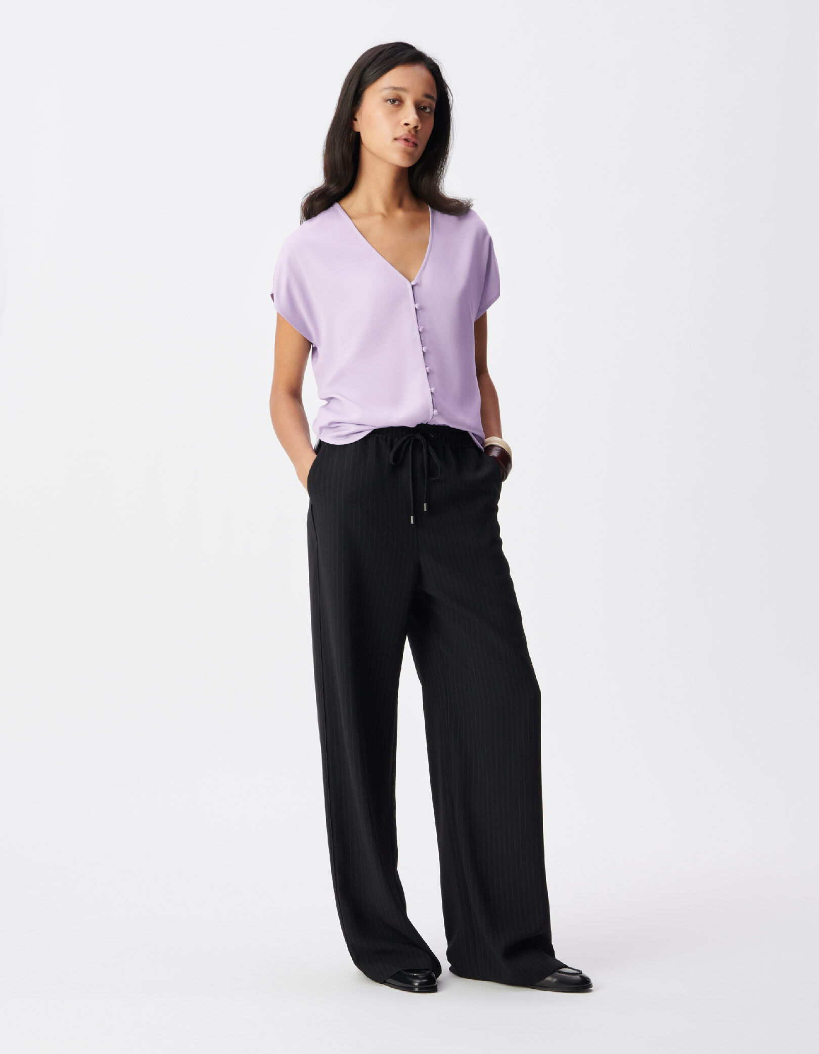 Top manches courtes lilas reversible devant / dos Femme
