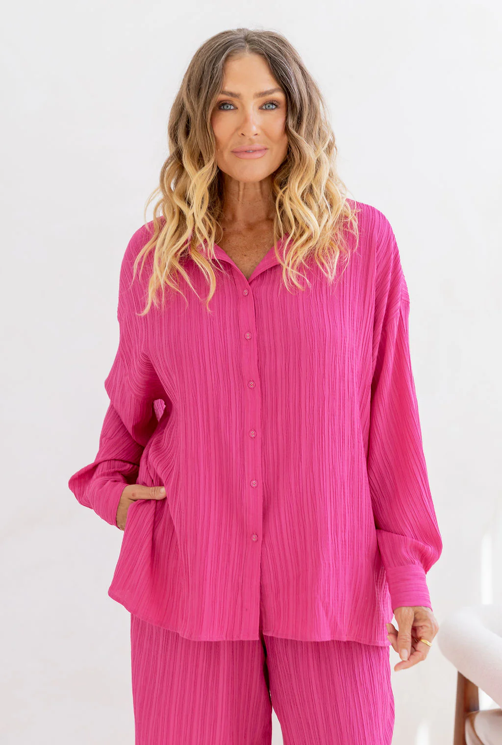 Camille Shirt in Hot Pink