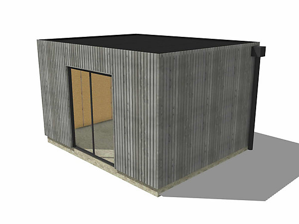 Dépendance de jardin à louer en bois 4,4 x 3,5 x 2,7 m / menuiseries alu k-line