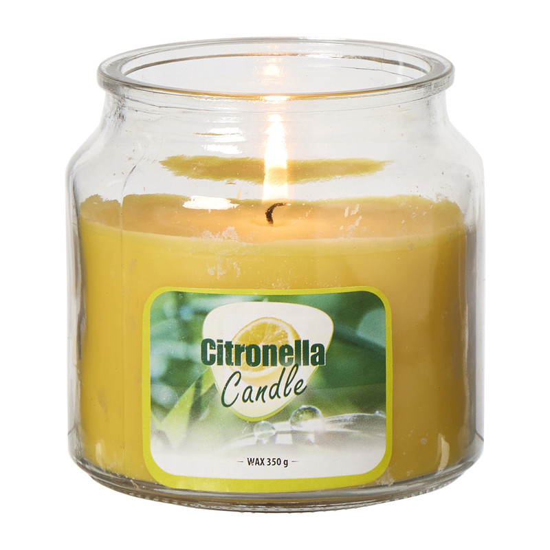 Citronella kaars in glas - geel - &Oslash;10x13.5 cm