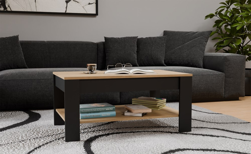 Stolik Kawowy Topeshop OHIO dąb artisan czarny 93x58x43,5 Cm