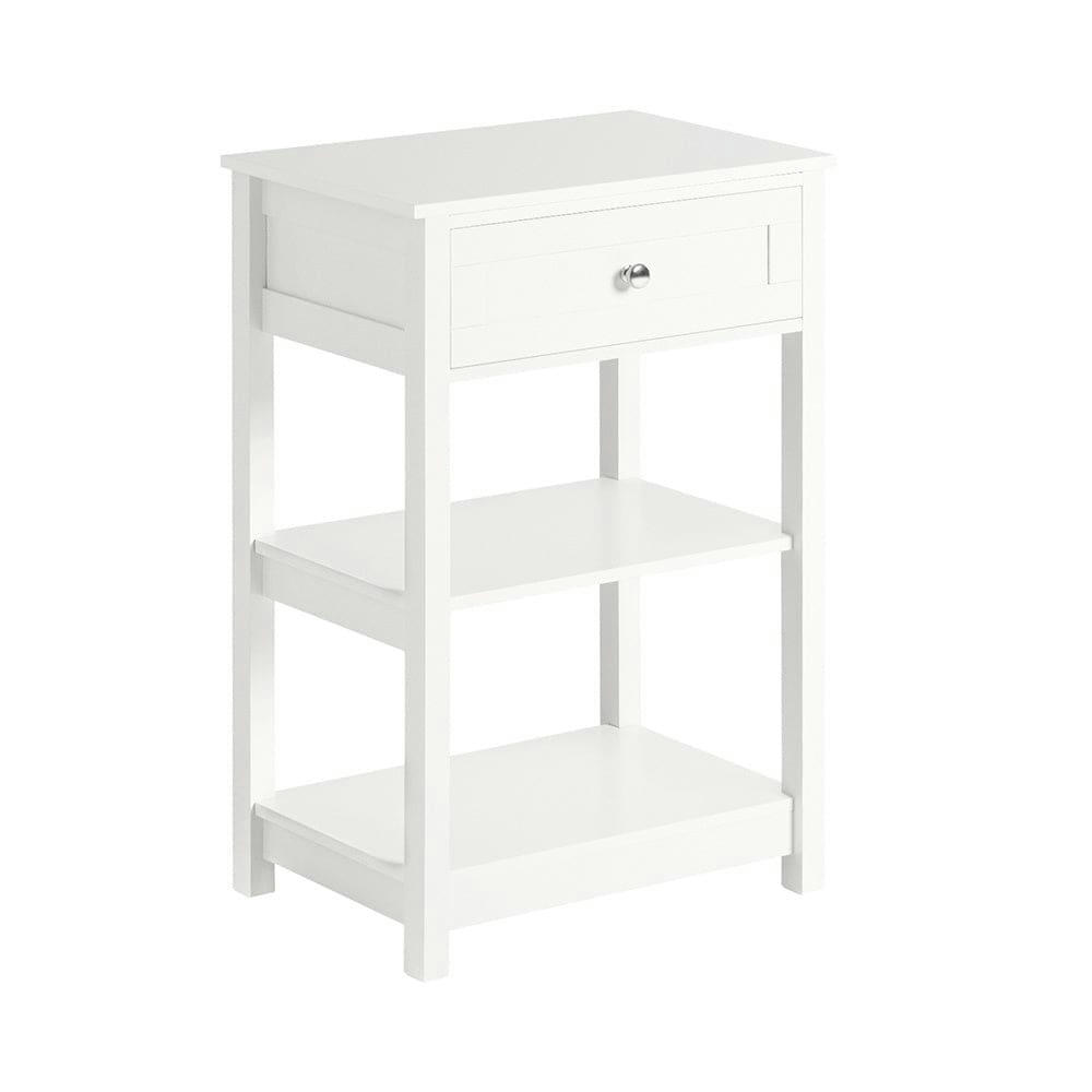 - Table de chevet 1 tiroir en bois blanc