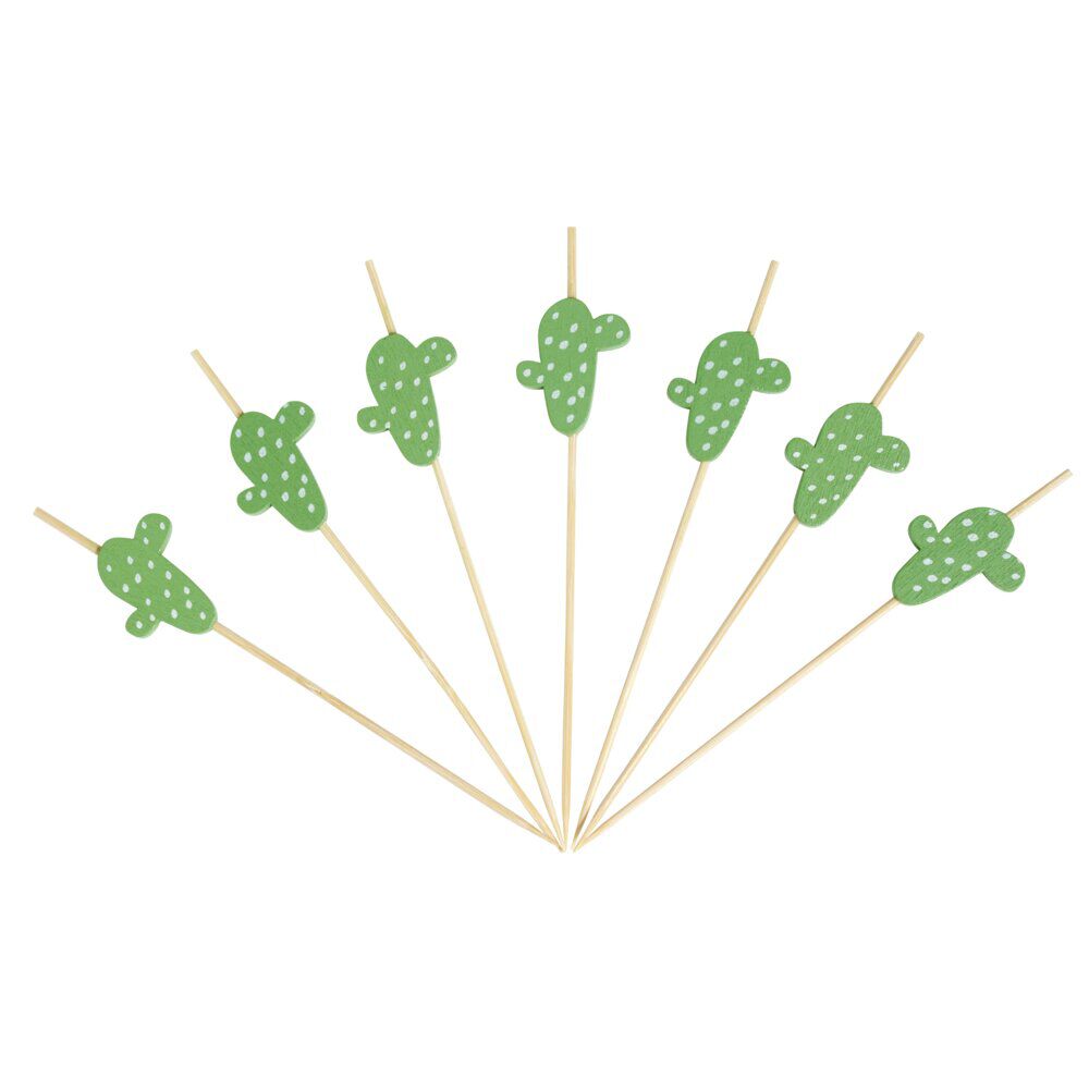 Pique pour apéritif décor pastéque, ananas, cactus ou flamand rose en bambou x30