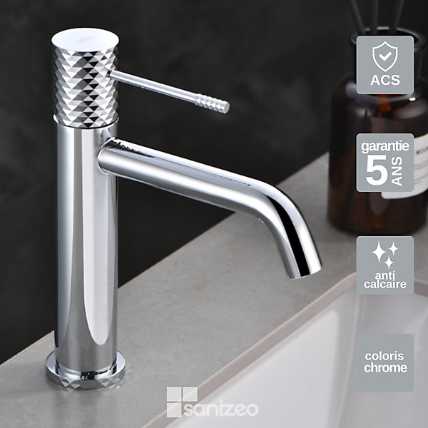 Mitigeur de Lavabo Anti-Calcaire Bec Bas Chrome IMEX GENOVA BDG053-1