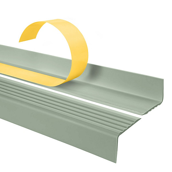 5x Nez de marche PVC antidérapant 40x25 mm QUEST, profil autocollant avec rainures, 100 cm, vert clair