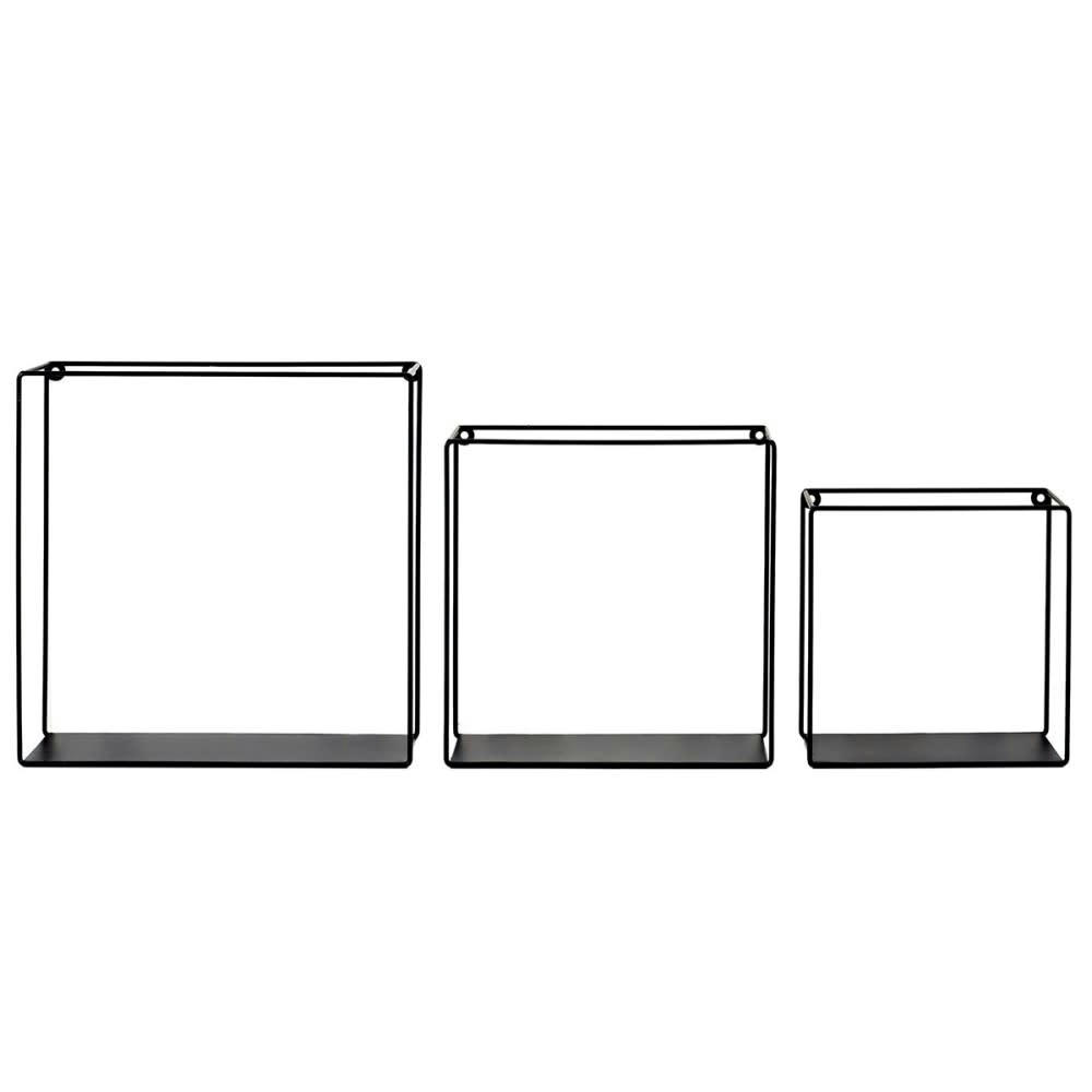 - Lot de 3 étagères murales en métal - noir