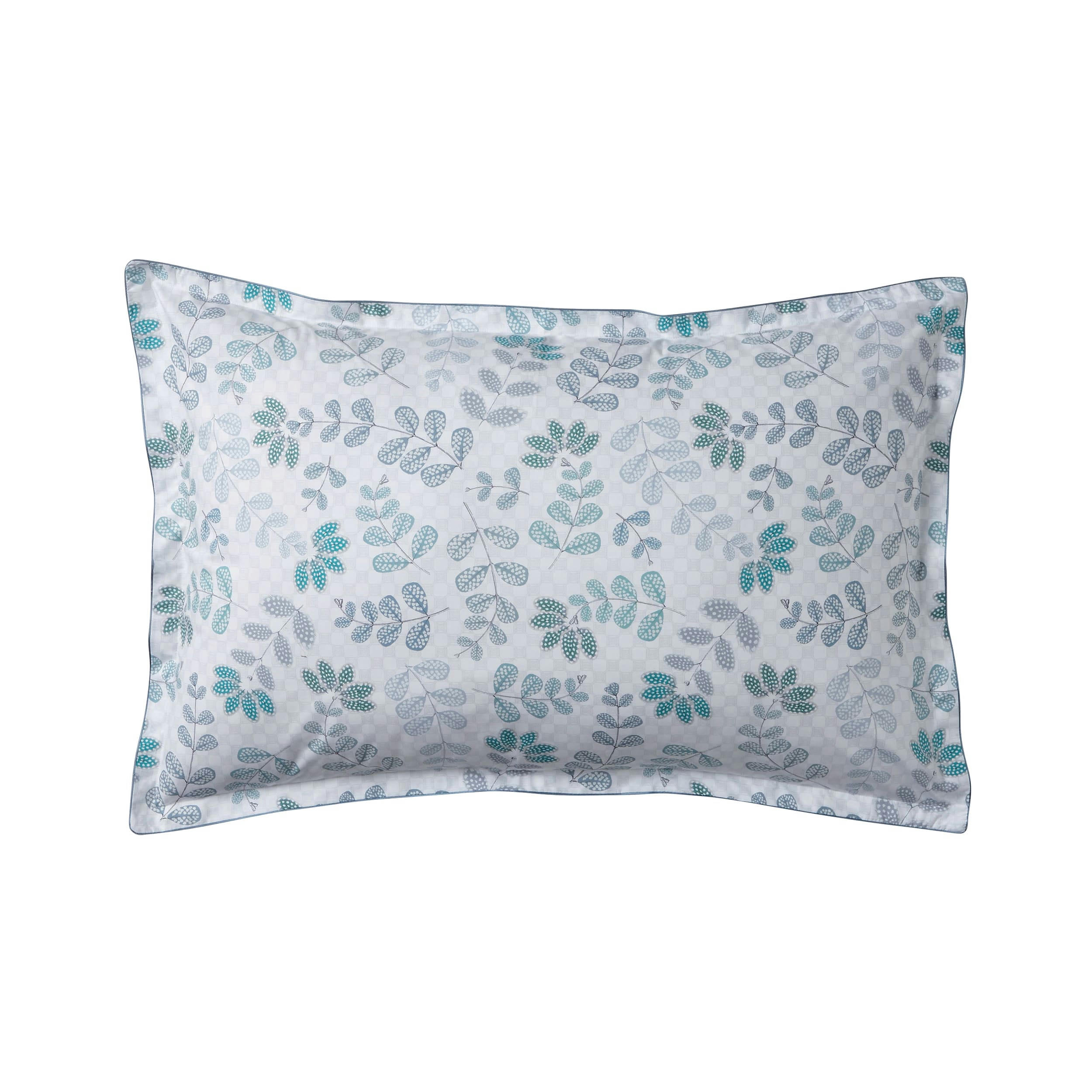 GRIGRI - Taie d'oreiller en percale de coton bleu lagune 50x75