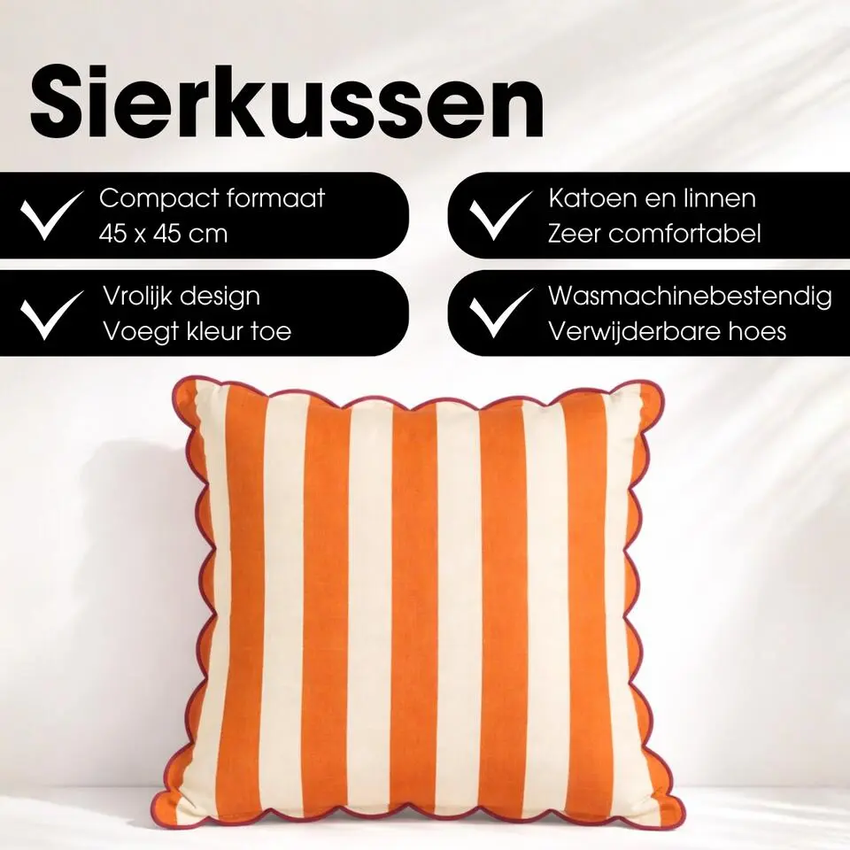 Mica Decorations Gestreept Sierkussen �?45 x 45 x 10 cm