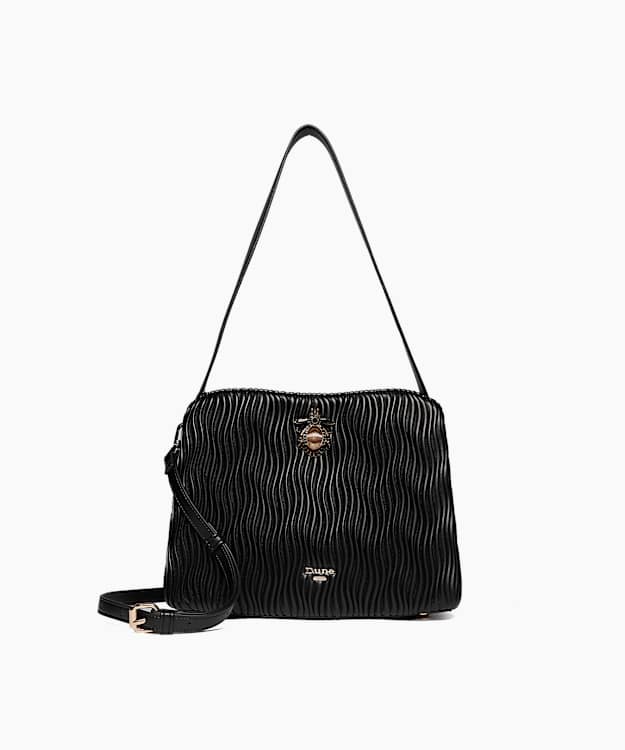 Distance Black - Textured Dune Bug Embellished Tote Bag