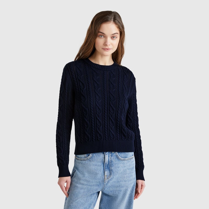 100% cotton sweater with cables