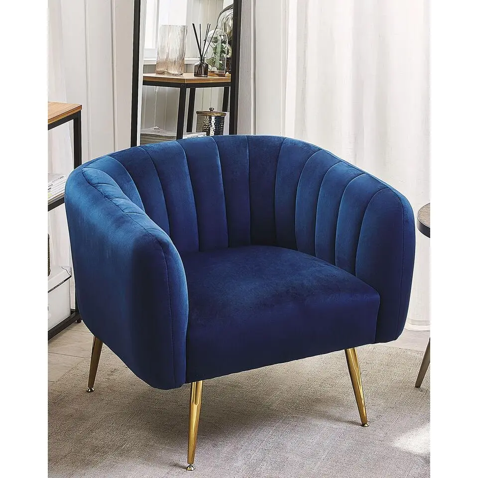 LACONIA - Fauteuil - Blauw - Fluweel