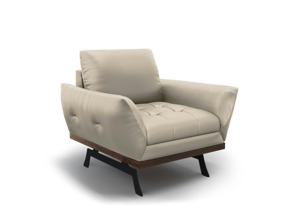 OLIVIER - Fauteuil 1 place en cuir gris clair