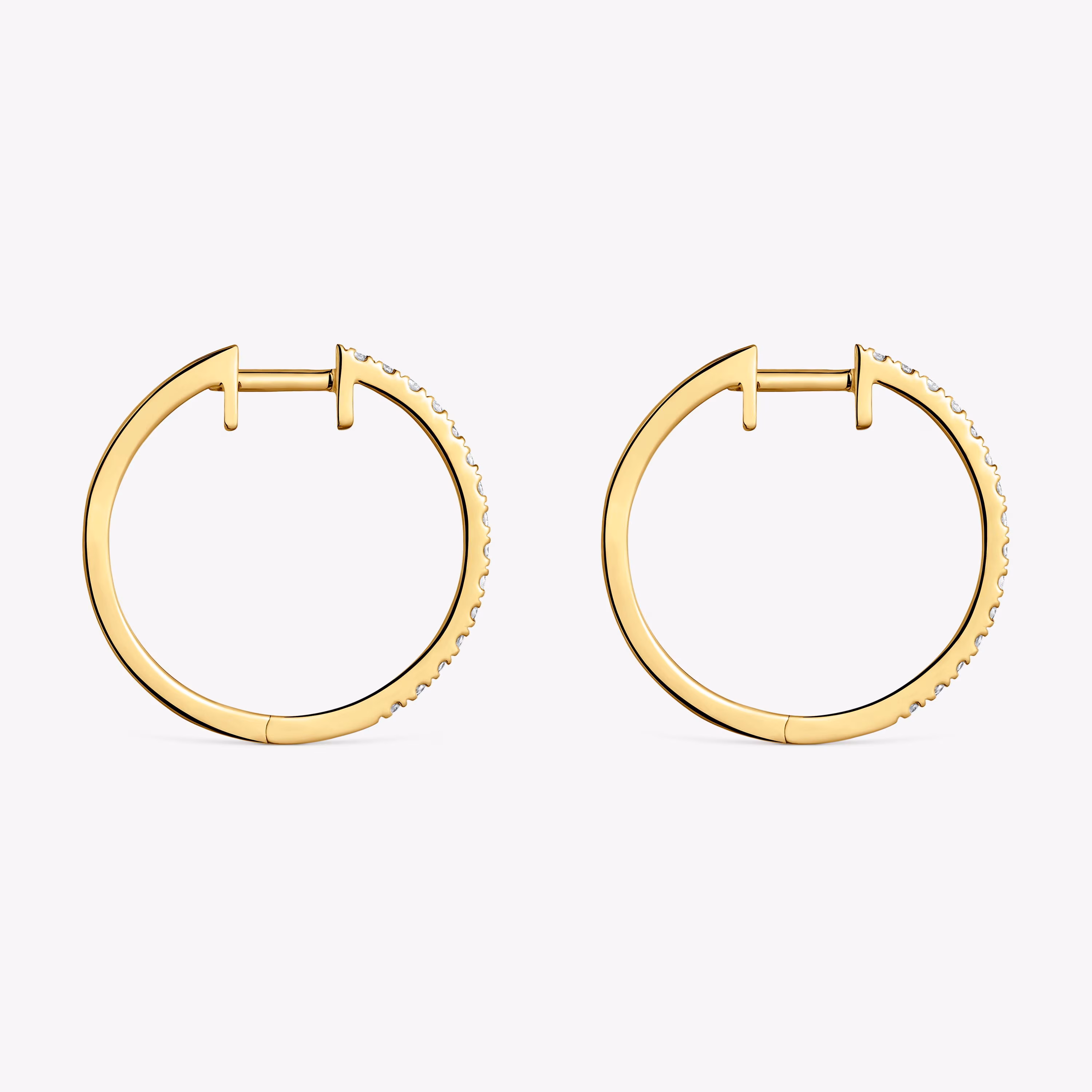 Pendientes aro cortos de oro con diamantes 18 mm Les Classiques