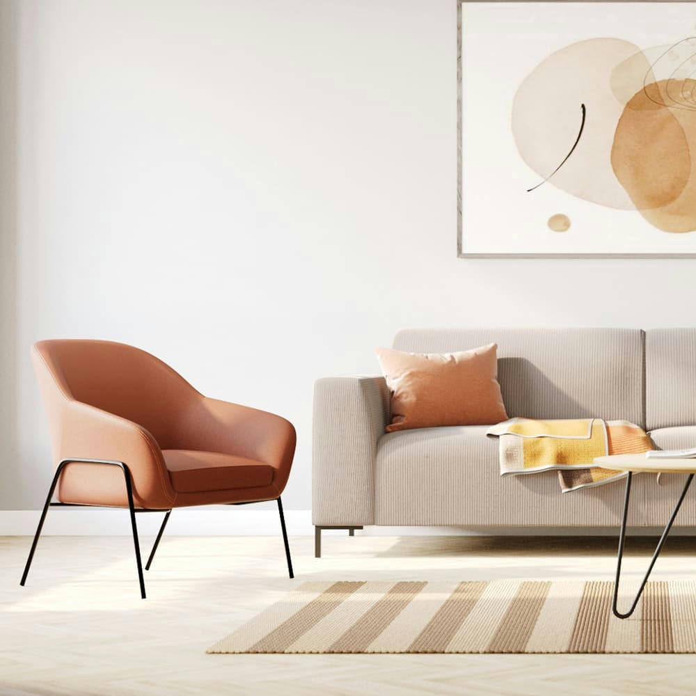 AUBIN - Fauteuil terracotta  en cuir synthétique