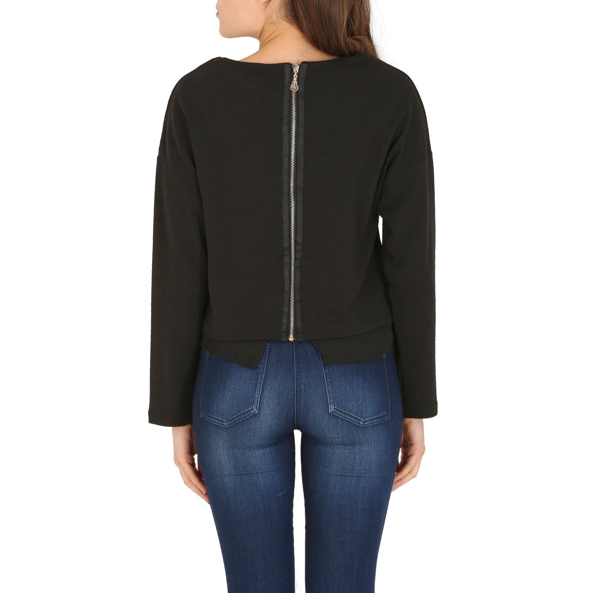 Cutie London Cutie Chiffon Hem Casual Top - Black