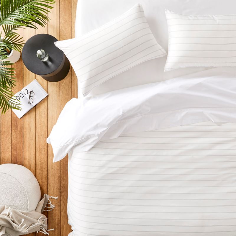 White Stripe Stitch European Pillowcase Pair