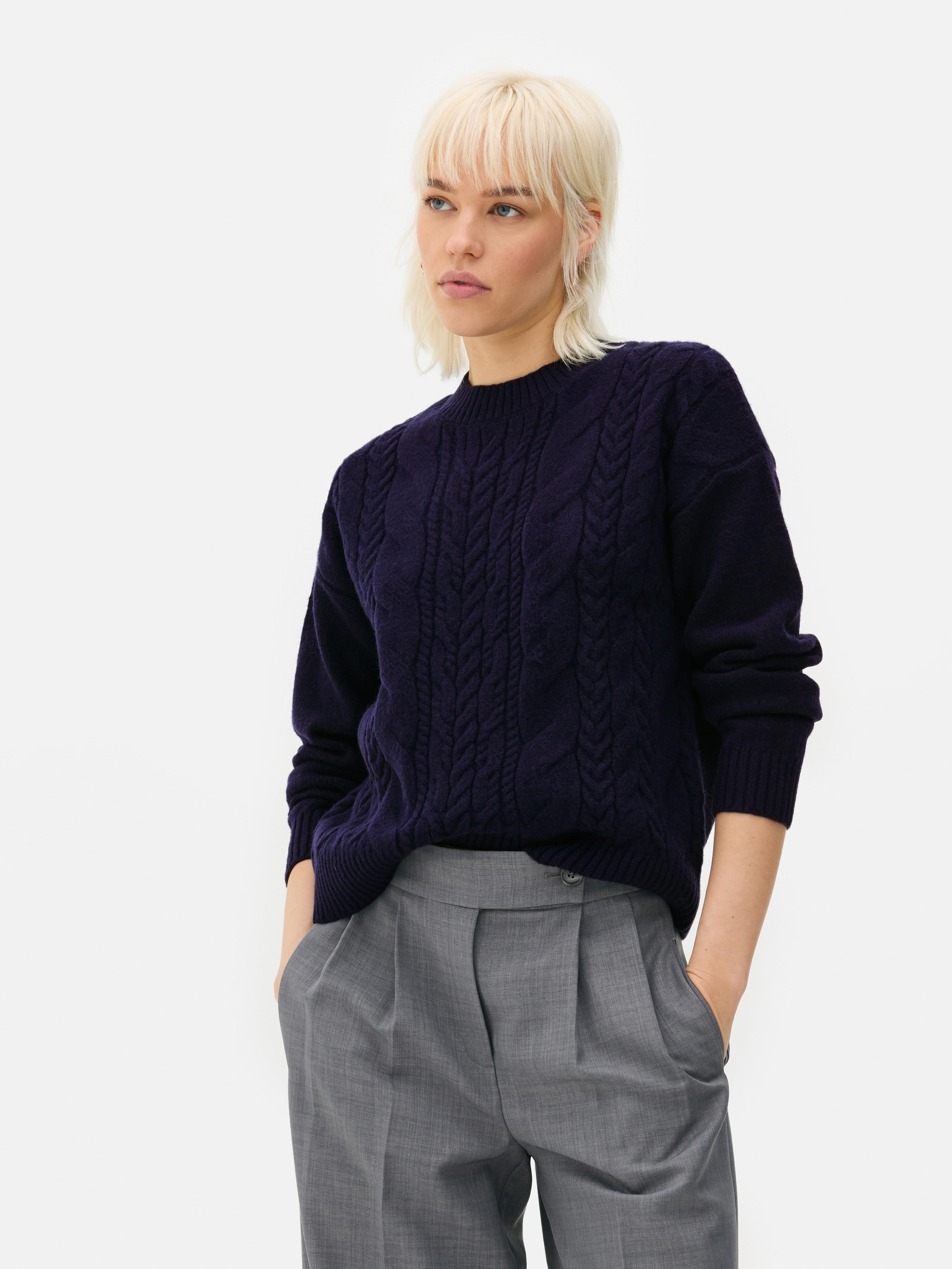 Crew Neck Cable Knit Sweater