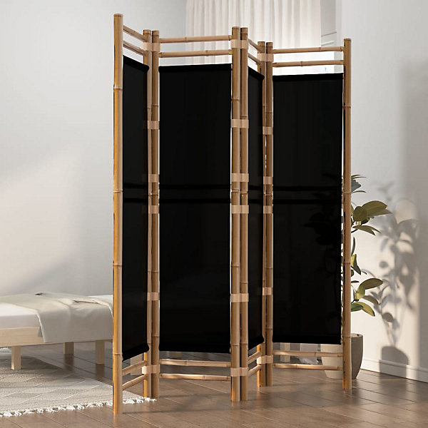 Cloison de séparation pliante 4 panneaux 160 cm Bambou et toile vidaXL