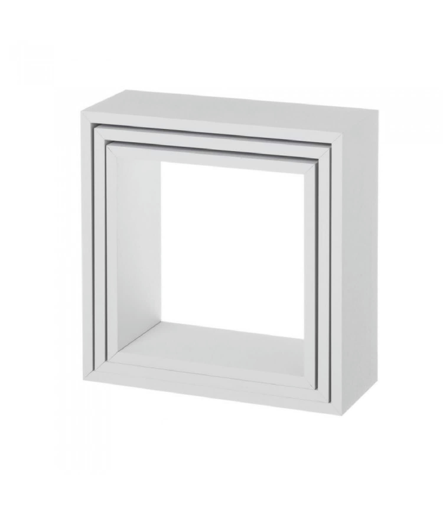 - Set de 3 étagères murales en bois MDF blanc 30x30x12cm