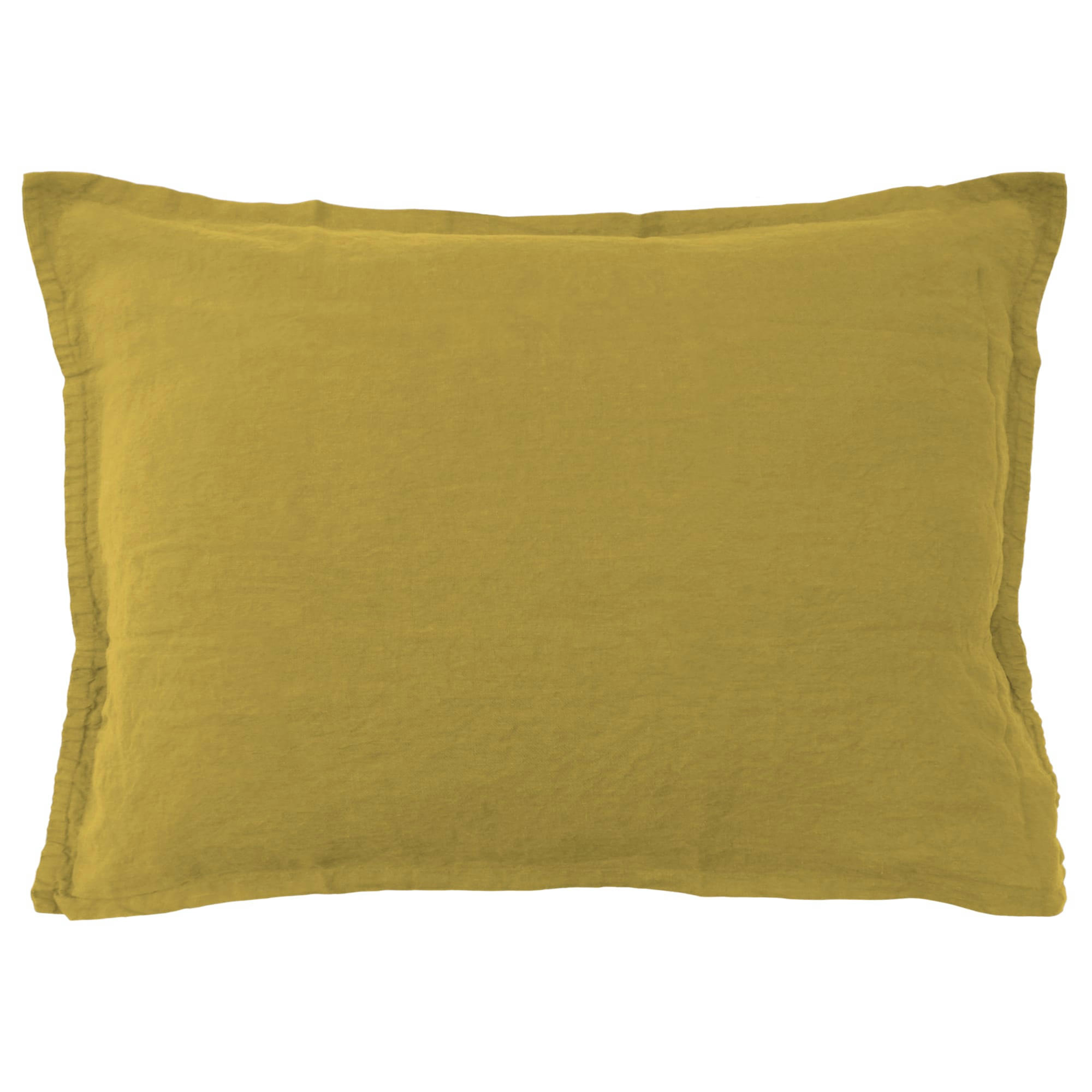 LIN LAVE - Set de 2 taies d’oreiller unies en lin lavé Safran 50x70cm
