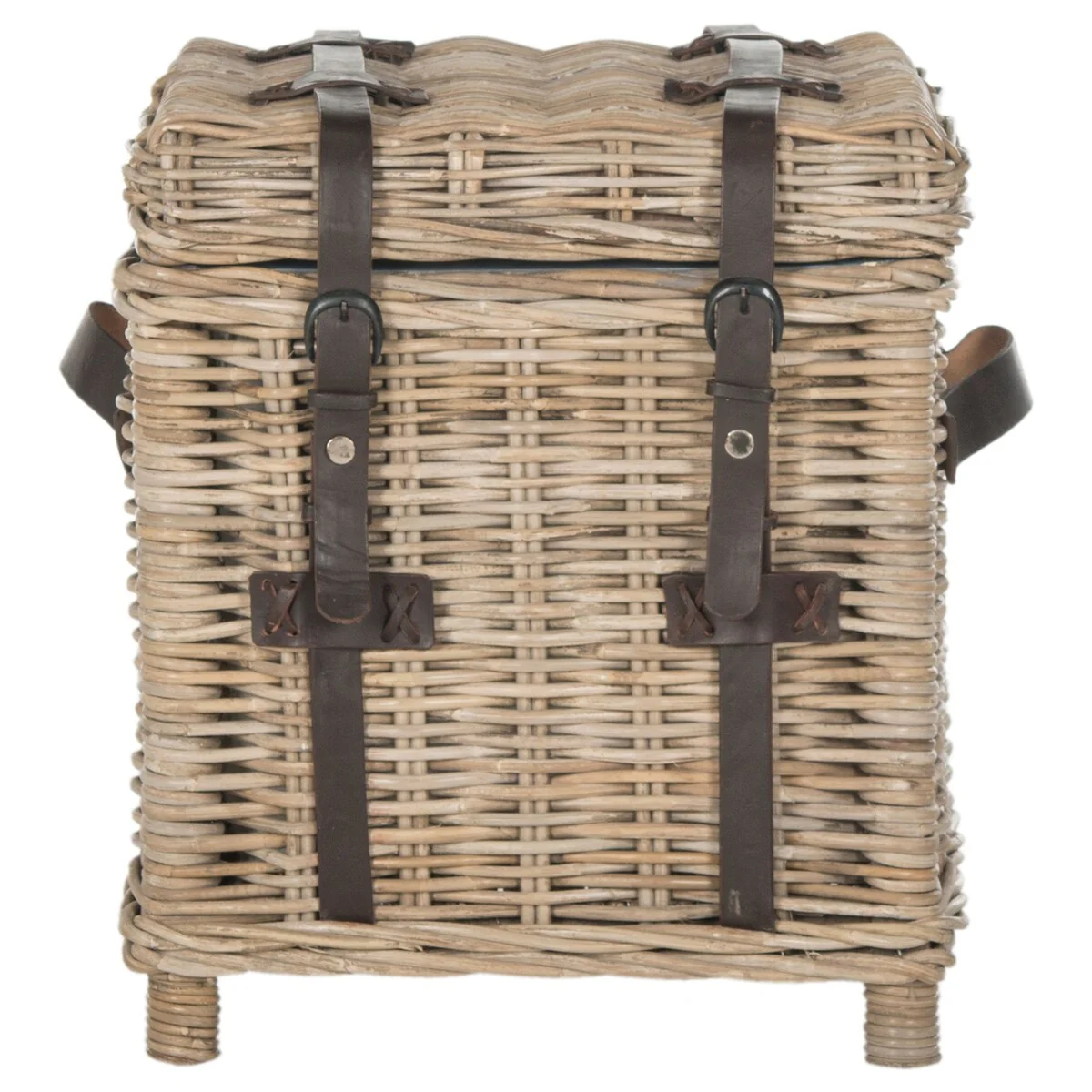 SAFAVIEH Rosalien Grey Natural Rattan Storage Trunk - 17.7 x 17.7 x 19.7 - 18Wx18Dx20H